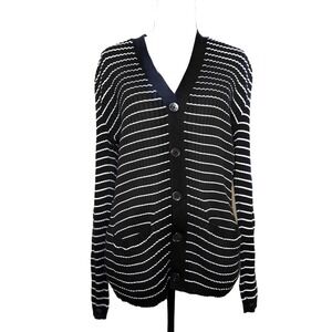 Ralph‎ Lauren Cardigan Sweater Pima Cotton M Women Nautical Button Front Preppy